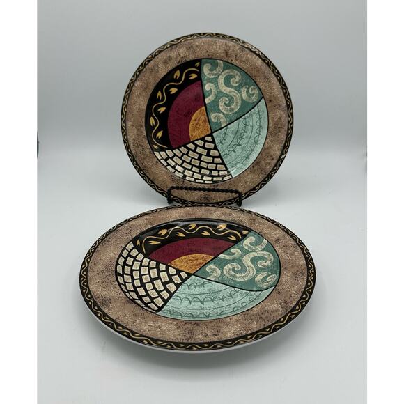 Vtg Salad Plates by Sakura in Kyoto Pattern Sue Zipkin 1997 Memphis Post Modern - Picture 3 of 8